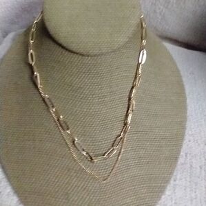 Goldtone double chain necklace
